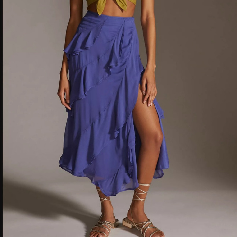 Anthropologie Purple Ruffled Women's Skirt